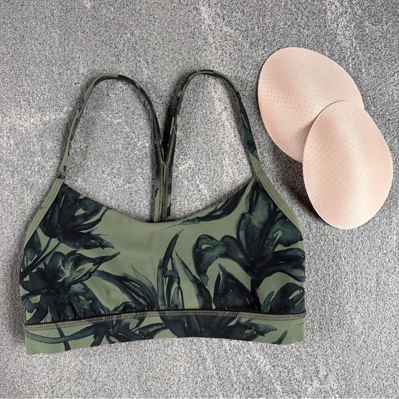 EUC Lululemon Flow Y Nulu Bra in Botanical Bloom Green Twill Multi Size 6 - Picture 12 of 14